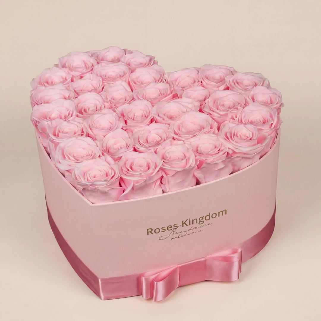 Levně Flower box srdce DELUXE RŮŽOVÁ RŮŽOVÁ