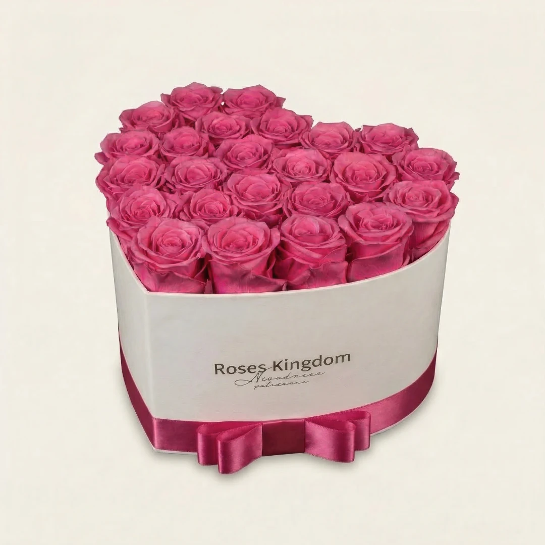 Levně Flower box srdce PREMIUM CYKLAMENOVÁ BÍLÁ