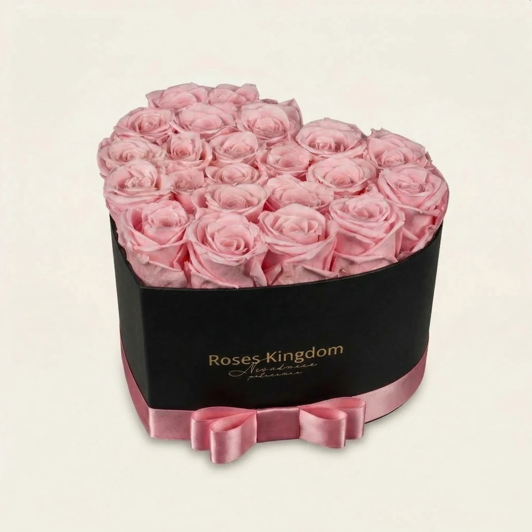 Levně Flower box srdce PREMIUM RŮŽOVÁ ČERNÁ