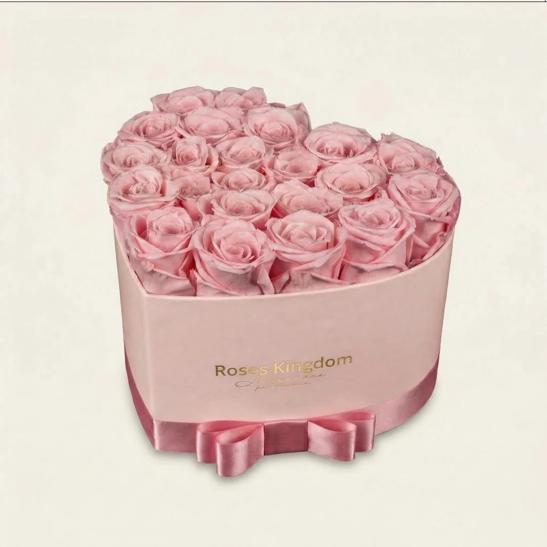 Levně Flower box srdce PREMIUM RŮŽOVÁ RŮŽOVÁ
