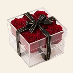 maly akrylovy box s ruzemi Royal Crystal Box MINI s 9 ruzovymi ruzemi